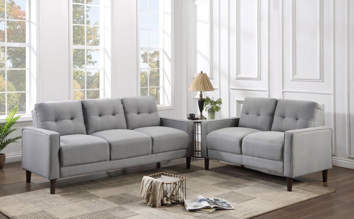 Bowen 2 - piece Upholstered Track Arms Tufted Sofa Set Grey | Coaster | Home Elegance USA