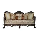 Devayne Sofa W/6 Pillows(Same Lv01582) 50685 Pattern Fabric & Dark Walnut Finish | Acme - 50685 - Home Elegance USA - 1