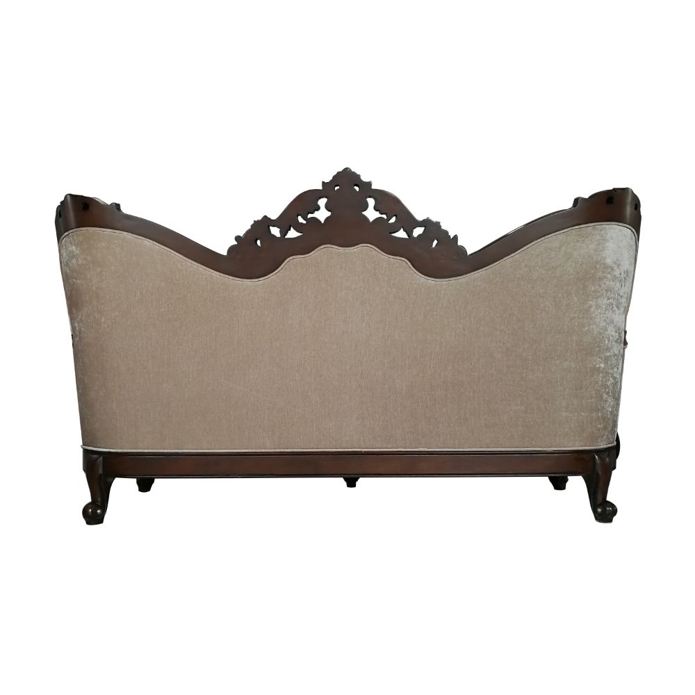 Devayne Sofa W/6 Pillows(Same Lv01582) 50685 Pattern Fabric & Dark Walnut Finish | Acme | Home Elegance USA