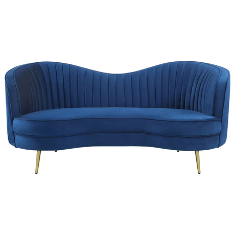 Loveseat - Sophia Upholstered Camel Back Loveseat Blue