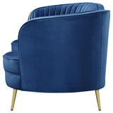 Loveseat - Sophia Upholstered Camel Back Loveseat Blue