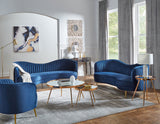 Loveseat - Sophia Upholstered Camel Back Loveseat Blue