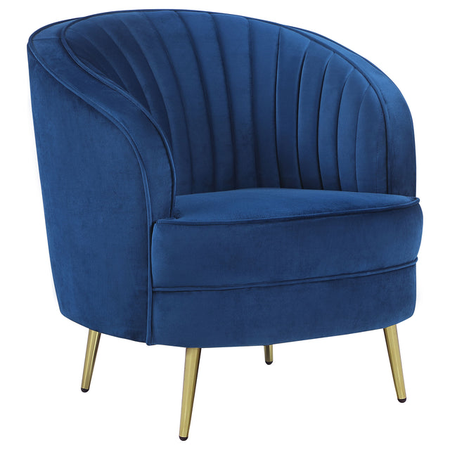 Chair - Sophia Upholstered Vertical Channel Tufted Chair Blue