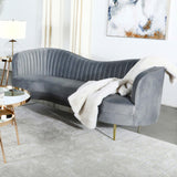 Sofa - Sophia Upholstered Sofa with Camel Back Grey and Gold