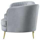 Sofa - Sophia Upholstered Sofa with Camel Back Grey and Gold