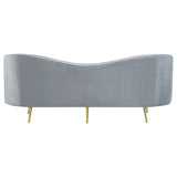 Sofa - Sophia Upholstered Sofa with Camel Back Grey and Gold