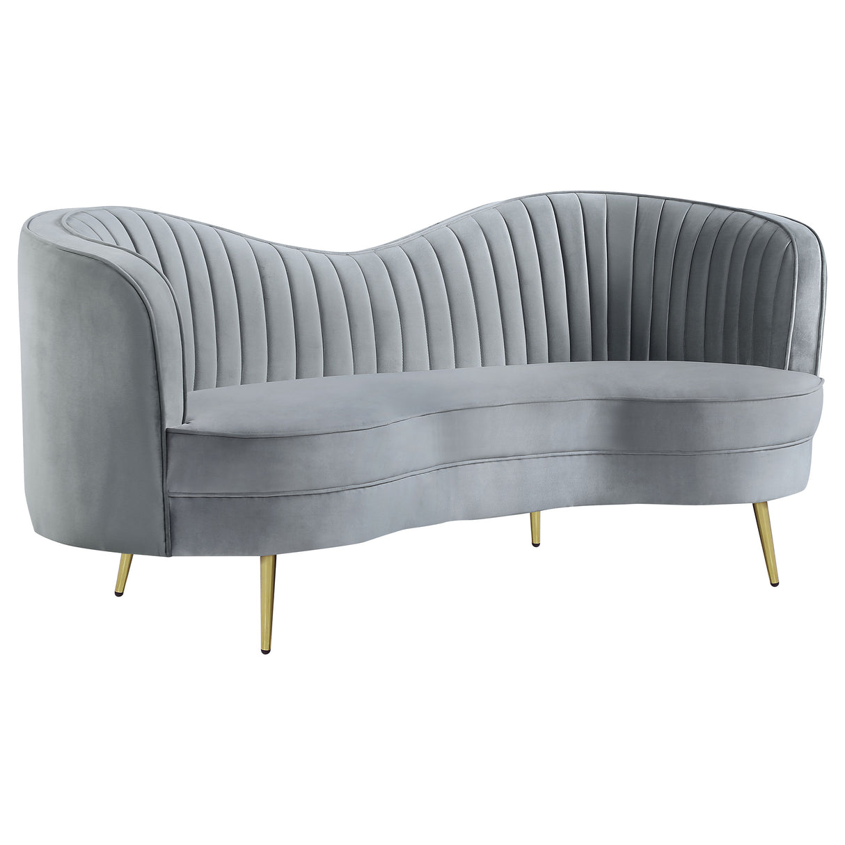 Loveseat - Sophia Upholstered Loveseat with Camel Back Grey and Gold