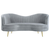 Loveseat - Sophia Upholstered Loveseat with Camel Back Grey and Gold