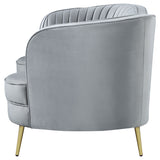 Loveseat - Sophia Upholstered Loveseat with Camel Back Grey and Gold