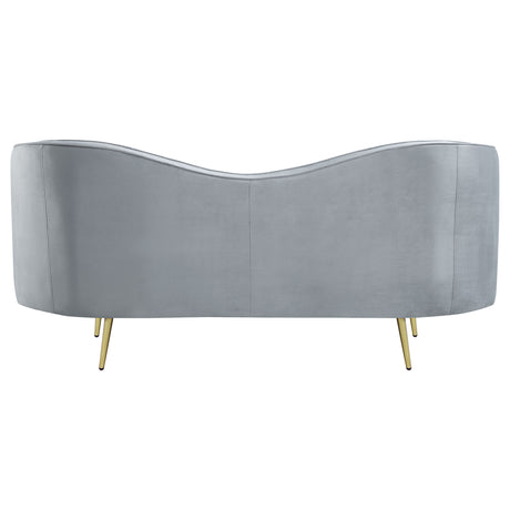 Loveseat - Sophia Upholstered Loveseat with Camel Back Grey and Gold