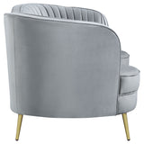 Loveseat - Sophia Upholstered Loveseat with Camel Back Grey and Gold