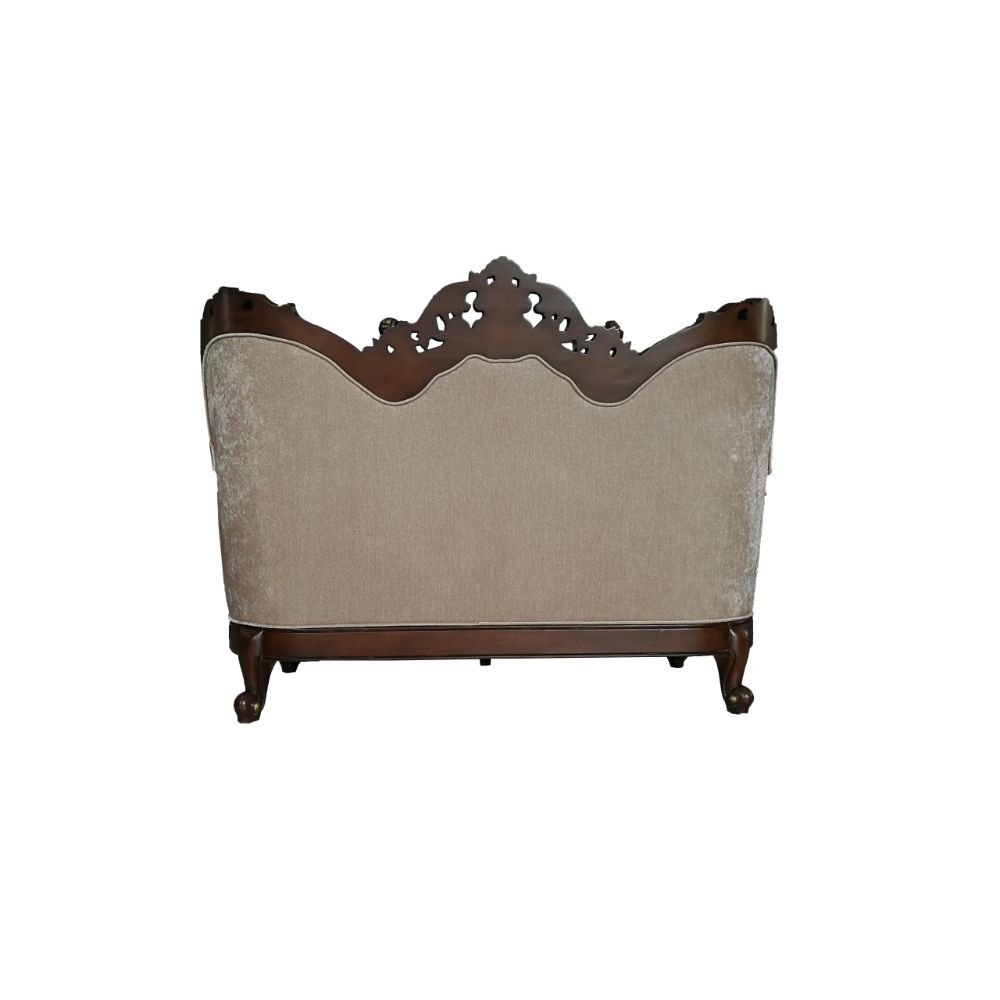 Devayne Loveseat W/4 Pillows(Same Lv01583) 50686 Pattern Fabric & Dark Walnut Finish | Acme | Home Elegance USA