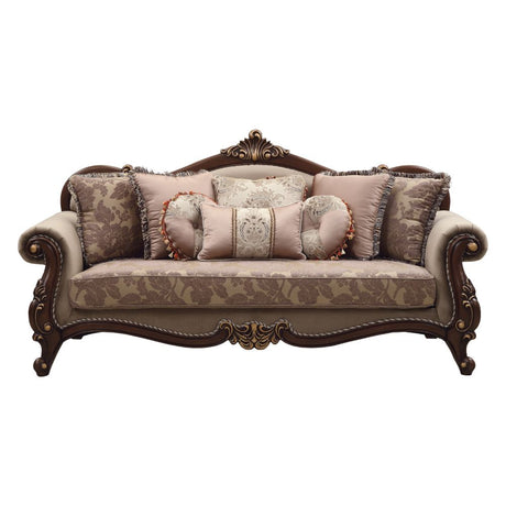 Acme - Mehadi Sofa W/8 Pillows 50690 Velvet & Walnut Finish