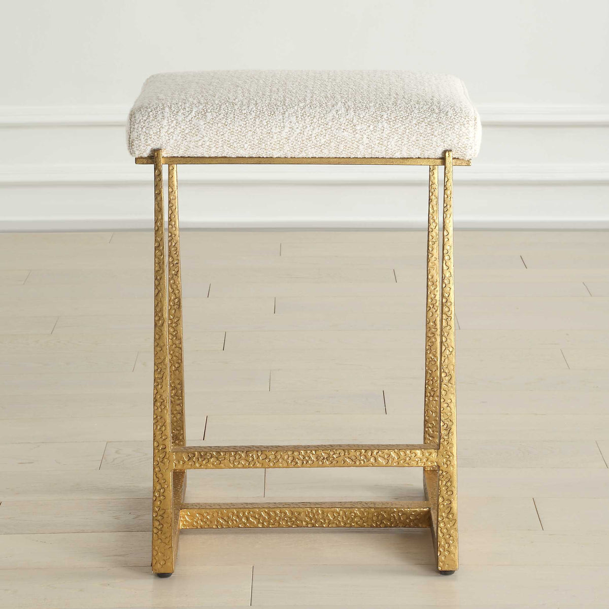 Midas Counter Stool - White / Gold by Uttermost - View 2