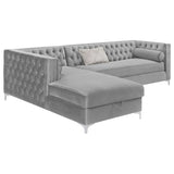 Bellaire Button - tufted Upholstered Sectional Silver | Coaster | Home Elegance USA