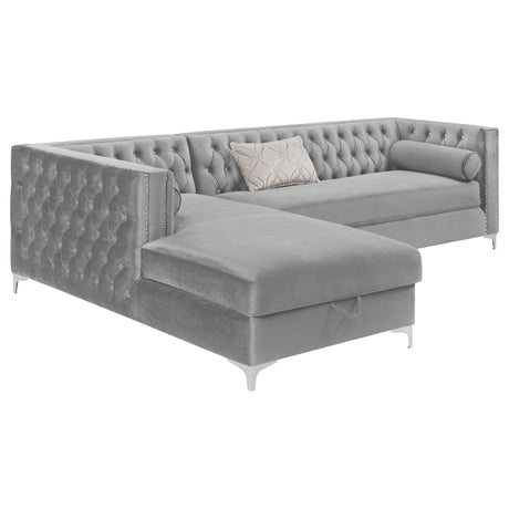 Bellaire Button - tufted Upholstered Sectional Silver | Coaster - 508280 - Home Elegance USA - 1