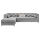 Bellaire Button - tufted Upholstered Sectional Silver | Coaster | Home Elegance USA