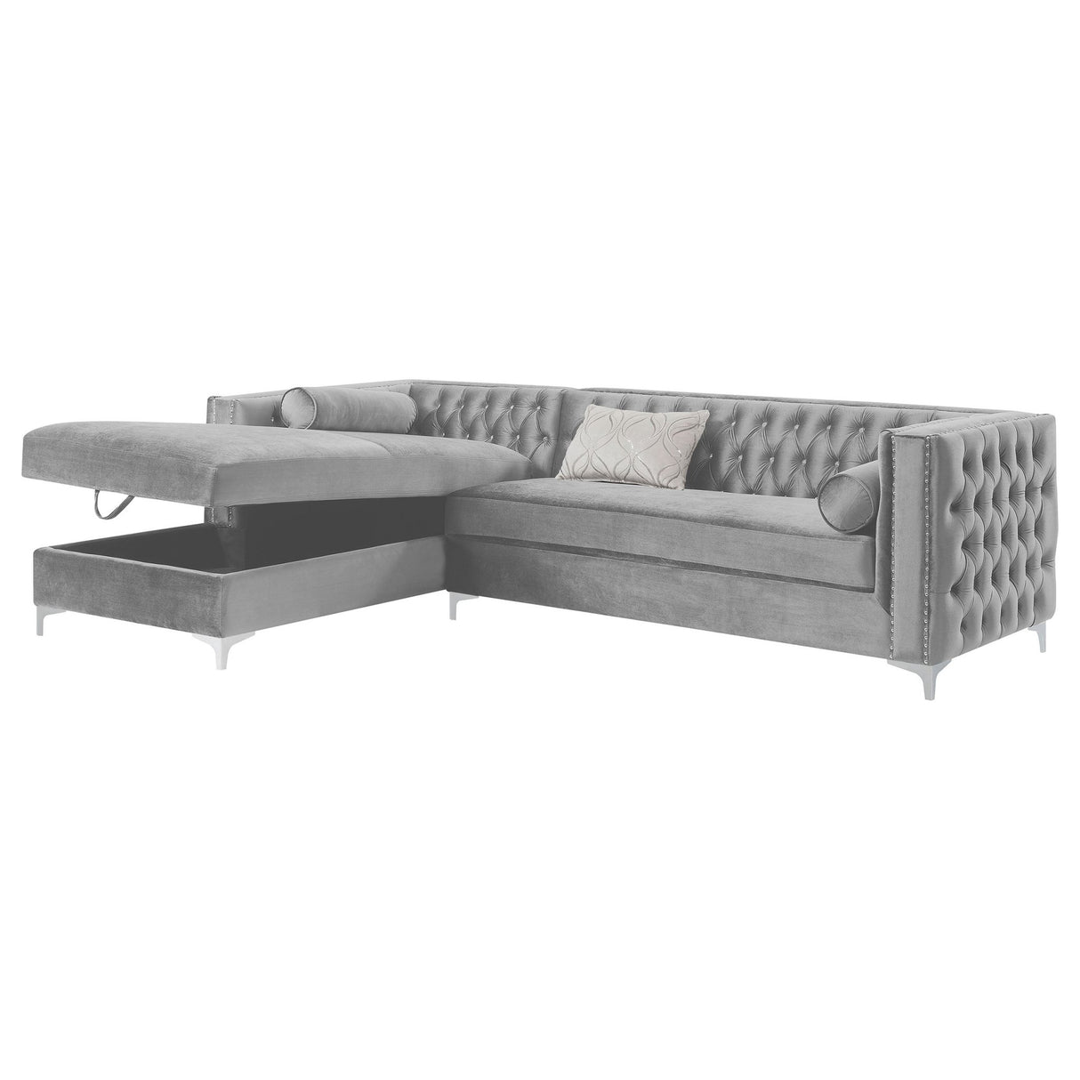 Bellaire Button - tufted Upholstered Sectional Silver | Coaster - 508280 - Home Elegance USA - 5