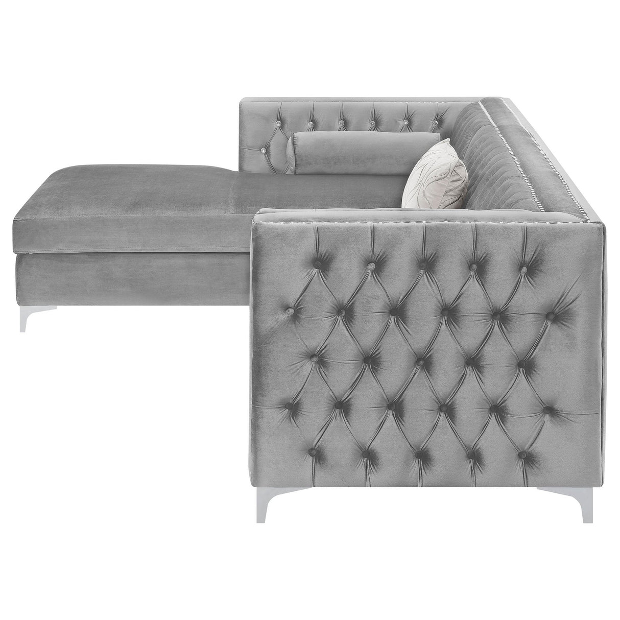 Bellaire Button - tufted Upholstered Sectional Silver | Coaster - 508280 - Home Elegance USA - 6