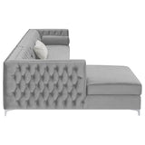 Bellaire Button - tufted Upholstered Sectional Silver | Coaster | Home Elegance USA