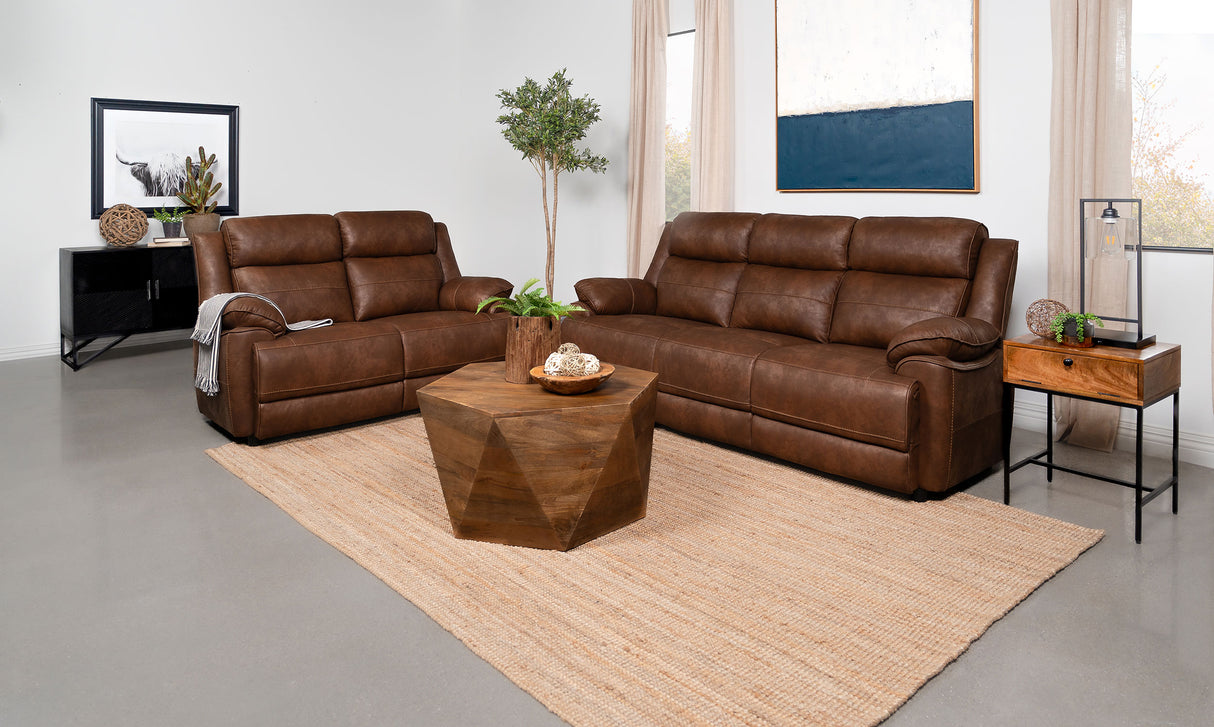 Sofa 2 Pc Set - Ellington 2-piece Upholstered Padded Arm Sofa Set Dark Brown