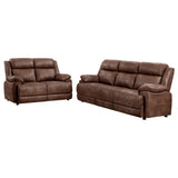 Sofa 2 Pc Set - Ellington 2-piece Upholstered Padded Arm Sofa Set Dark Brown