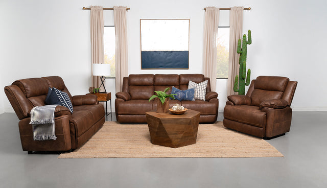 Sofa 3 Pc Set - Ellington 3-piece Upholstered Padded Arm Sofa Set Dark Brown