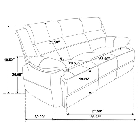 Sofa 3 Pc Set - Ellington 3-piece Upholstered Padded Arm Sofa Set Dark Brown