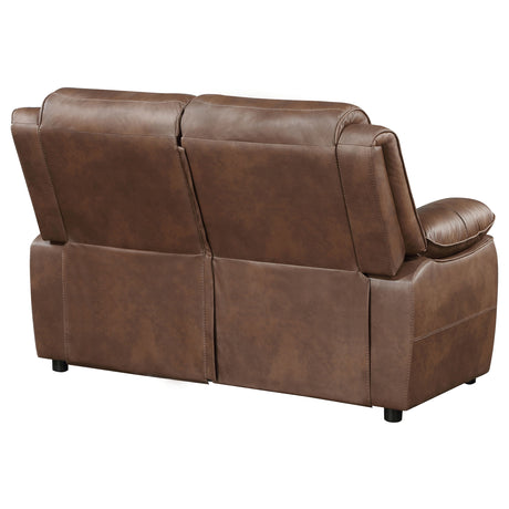 Loveseat - Ellington Upholstered Padded Arm Loveseat Dark Brown