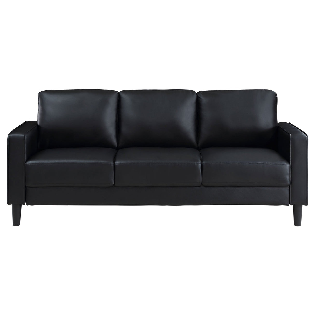 Sofa 2 Pc Set - Ruth 2-piece Upholstered Track Arm Faux Leather Sofa Set Black