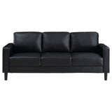 Sofa 2 Pc Set - Ruth 2-piece Upholstered Track Arm Faux Leather Sofa Set Black