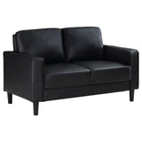 Sofa 2 Pc Set - Ruth 2-piece Upholstered Track Arm Faux Leather Sofa Set Black