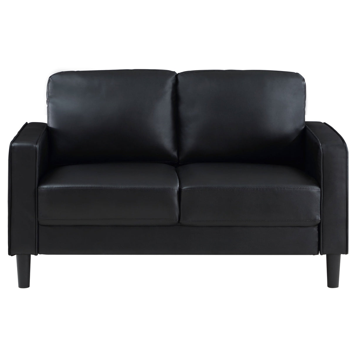 Sofa 2 Pc Set - Ruth 2-piece Upholstered Track Arm Faux Leather Sofa Set Black