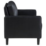 Sofa 2 Pc Set - Ruth 2-piece Upholstered Track Arm Faux Leather Sofa Set Black