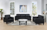 Sofa 3 Pc Set - Ruth 3-piece Upholstered Track Arm Faux Leather Sofa Set Black