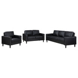 Sofa 3 Pc Set - Ruth 3-piece Upholstered Track Arm Faux Leather Sofa Set Black