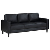 Sofa 3 Pc Set - Ruth 3-piece Upholstered Track Arm Faux Leather Sofa Set Black