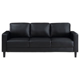 Sofa - Ruth Upholstered Track Arm Faux Leather Sofa Black