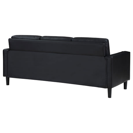 Sofa - Ruth Upholstered Track Arm Faux Leather Sofa Black