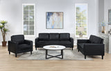 Sofa - Ruth Upholstered Track Arm Faux Leather Sofa Black