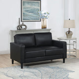 Loveseat - Ruth Upholstered Track Arm Faux Leather Loveseat Black