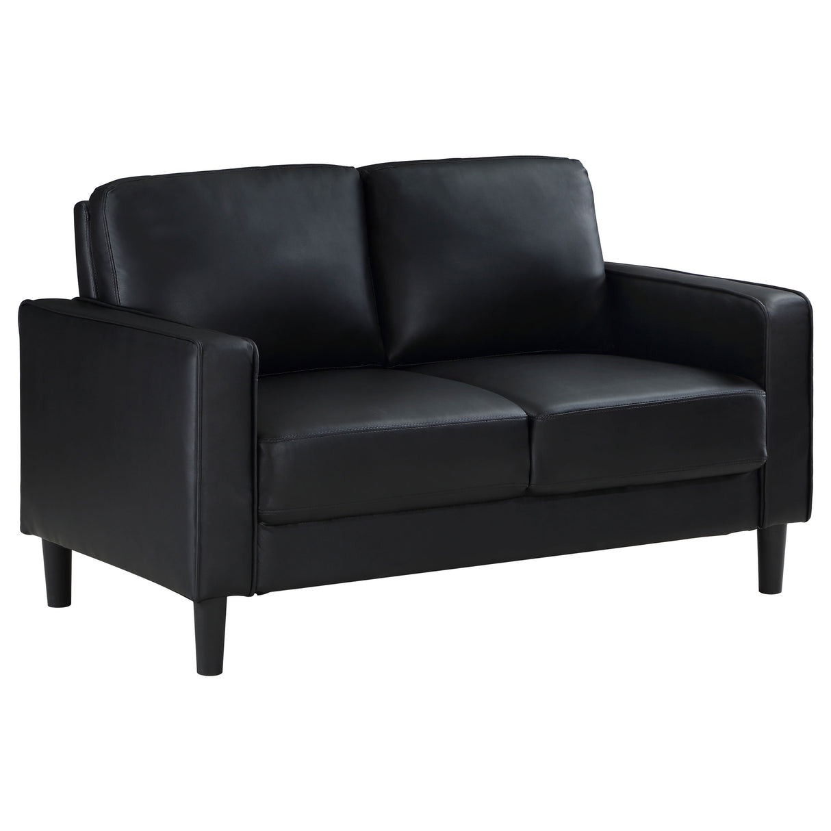 Loveseat - Ruth Upholstered Track Arm Faux Leather Loveseat Black