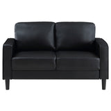 Loveseat - Ruth Upholstered Track Arm Faux Leather Loveseat Black