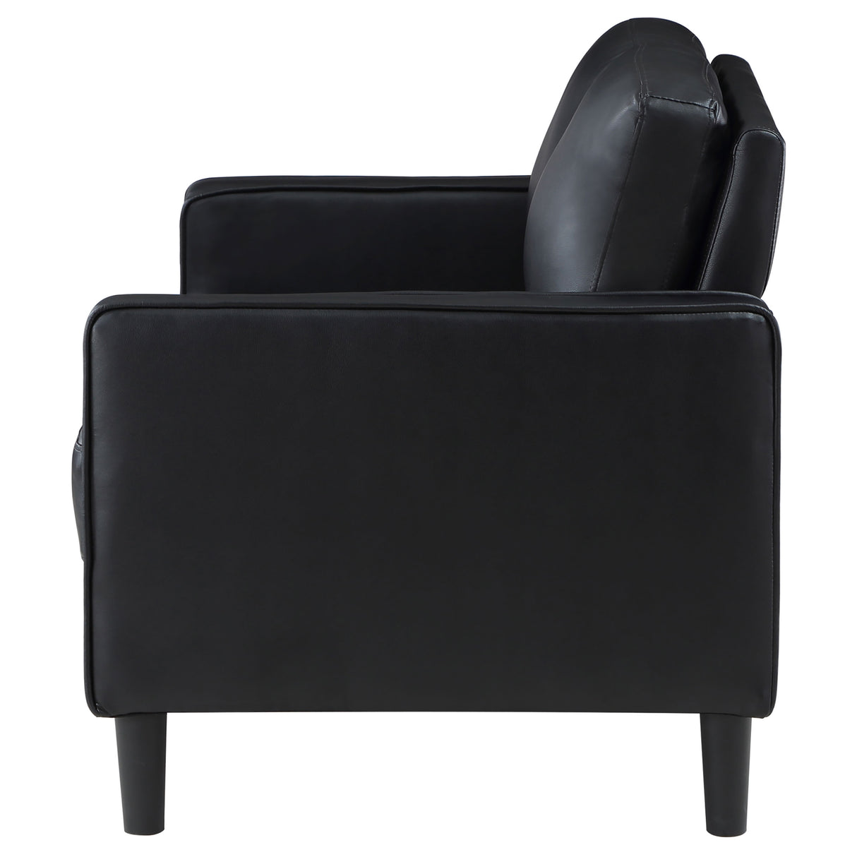 Loveseat - Ruth Upholstered Track Arm Faux Leather Loveseat Black