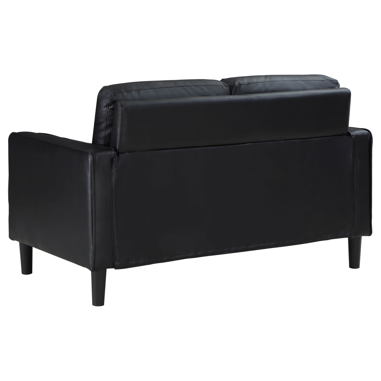 Loveseat - Ruth Upholstered Track Arm Faux Leather Loveseat Black