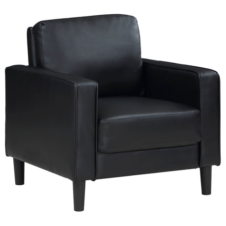 Chair - Ruth Upholstered Track Arm Faux Leather Accent Chair Black