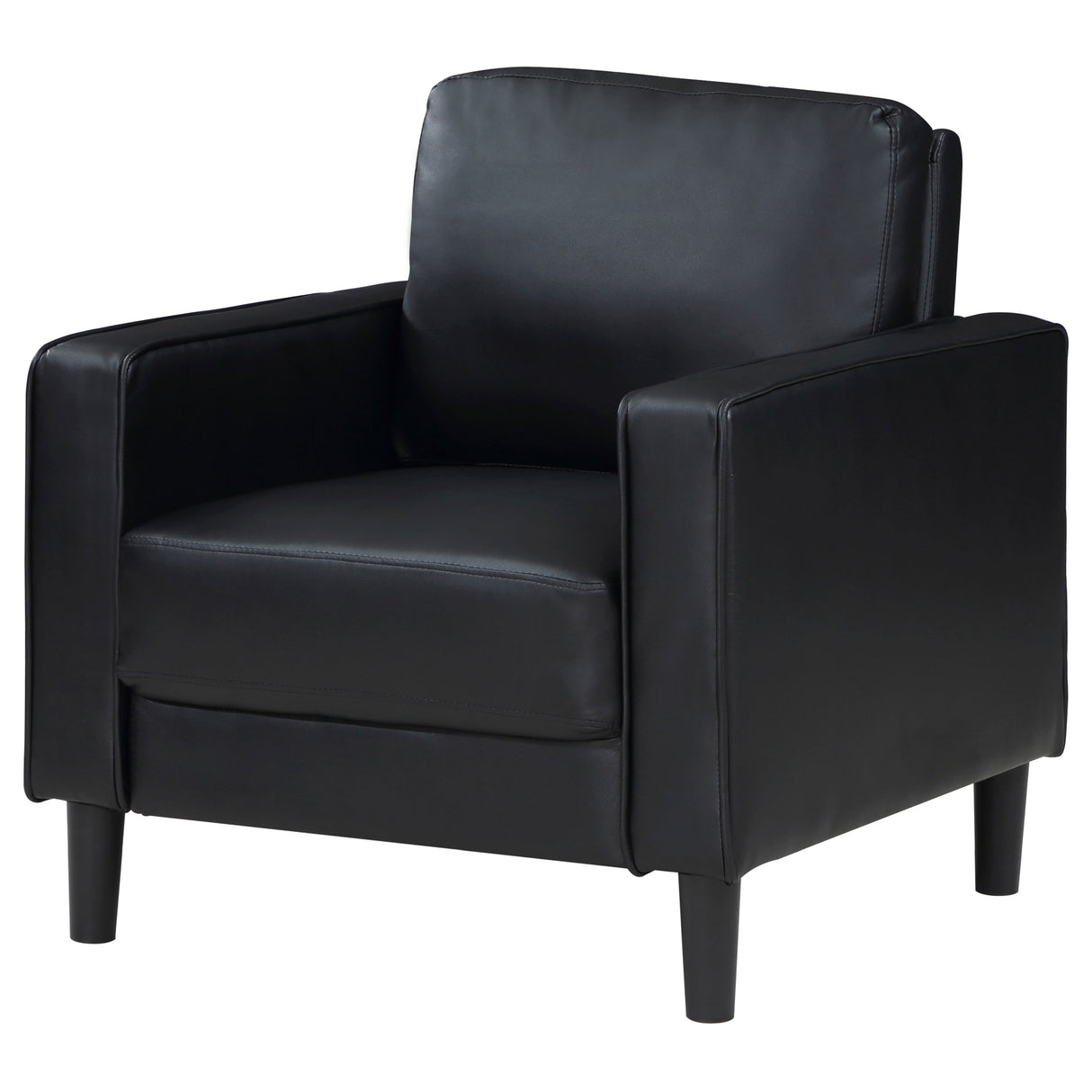 Chair - Ruth Upholstered Track Arm Faux Leather Accent Chair Black