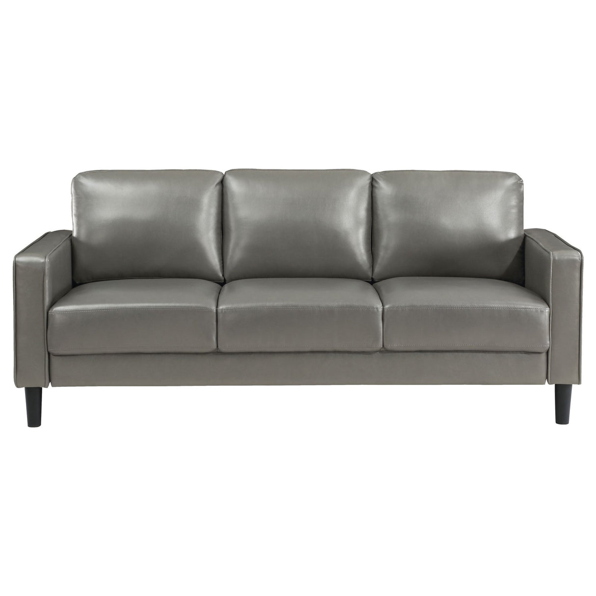 Sofa 2 Pc Set - Ruth 2-piece Upholstered Track Arm Faux Leather Sofa Set Grey