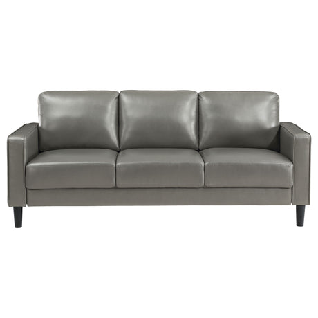 Sofa 2 Pc Set - Ruth 2-piece Upholstered Track Arm Faux Leather Sofa Set Grey