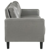 Sofa 2 Pc Set - Ruth 2-piece Upholstered Track Arm Faux Leather Sofa Set Grey